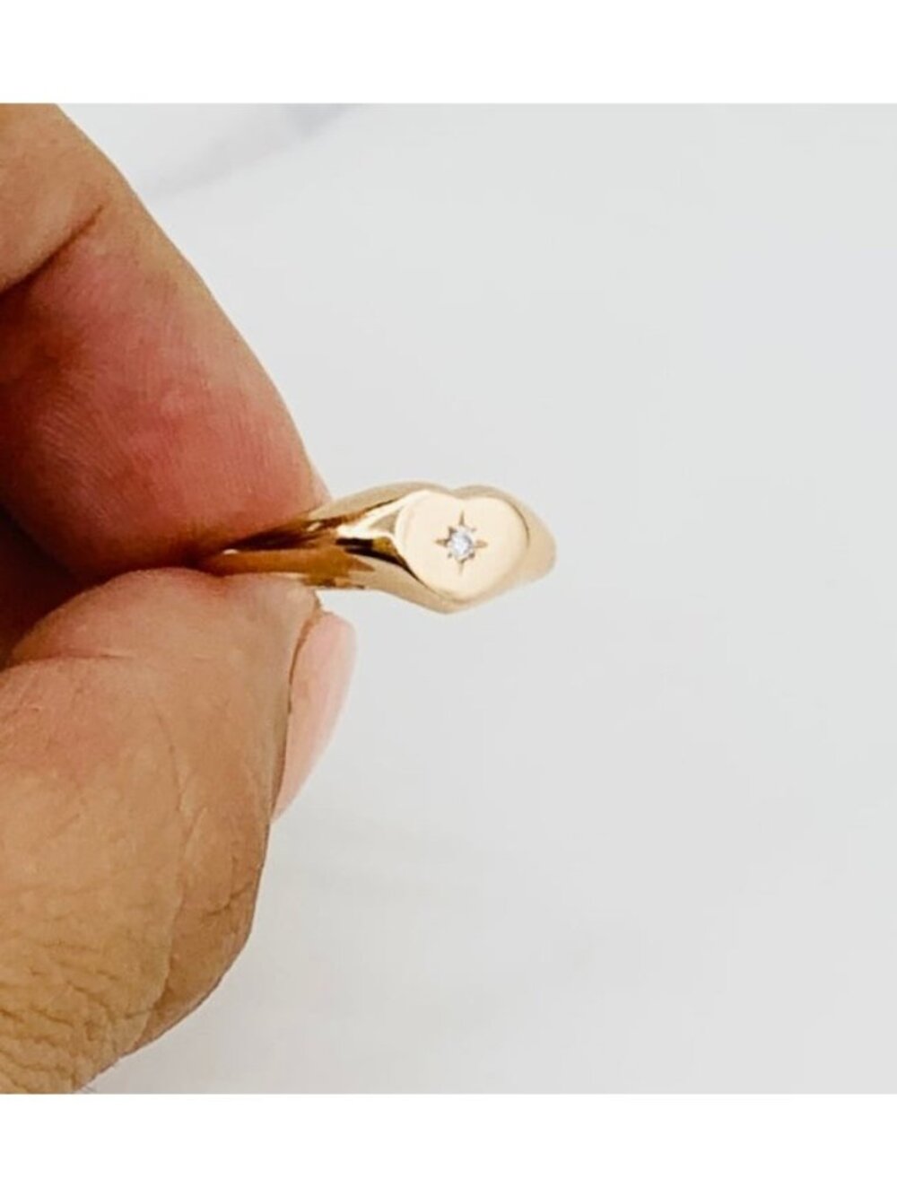 10k solid gold ring heart minimalist Size 7.5 stackable ~ Rose gold - Picture 4 of 6
